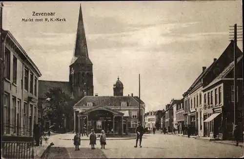 Ak Zevenaar Gelderland Niederlande, Markt met R. K. Kerk