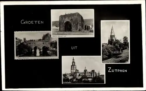 Ak Zutphen Gelderland, St. Walburgiskerk, Ruine der Alvapoort