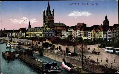 Ak Köln Rhein, Frankenwerft, Frachter Rotterdam