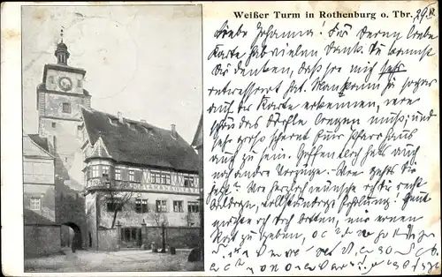 Ak Rothenburg ob der Tauber Mittelfranken, Weißer Turm