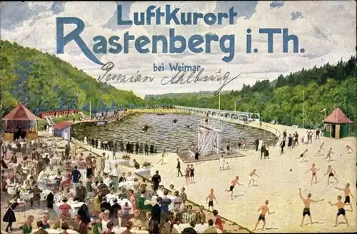 Künstler Ak Rastenberg in Thüringen, Schwimmbad