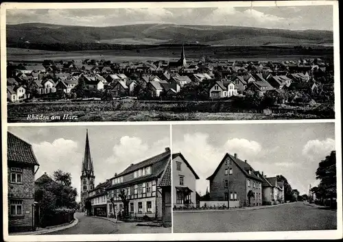 Ak Rhüden Seesen am Harz, Panorama, Kirche, Straße