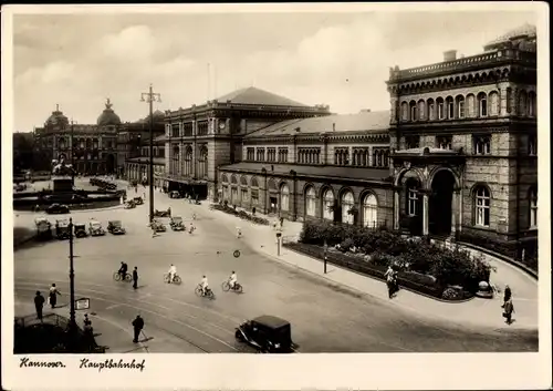 Ak Hannover in Niedersachsen, Hauptbahnhof, Vorplatz