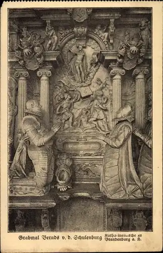 Ak Brandenburg an der Havel, Katharinenkirche, Grabmal Bernds v. d. Schulenburg