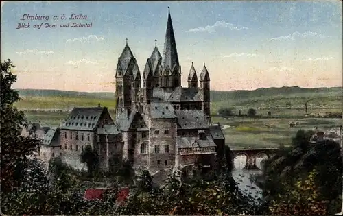 Ak Limburg an der Lahn, Blick auf Dom und Lahntal