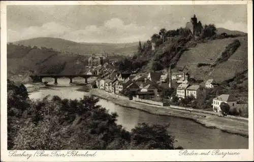 Ak Saarburg an der Saar, Staden mit Burgruine