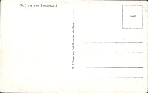 Ak Glottertal im Schwarzwald, geschnitzte originelle Wegweiser, Schwarzwaldhaus