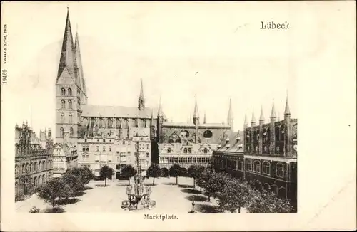 Ak Hansestadt Lübeck, Marktplatz, Kirche