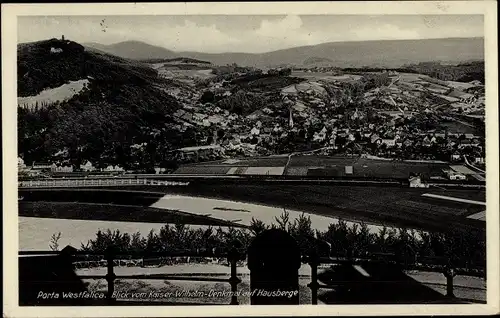 Ak Porta Westfalica an der Weser, Blick vom Kaiser-Wilhelm-Denkmal auf Hausberge