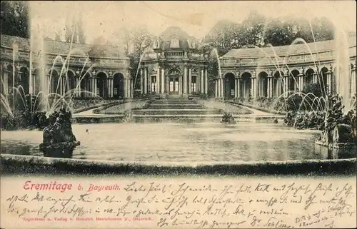 Ak Bayreuth in Oberfranken, Eremitage, Springbrunnen