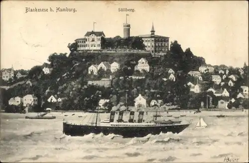 Künstler Ak Bosse, H., Hamburg Altona Blankenese, Süllberg, Dampfer auf der Elbe, Wohnhäuser