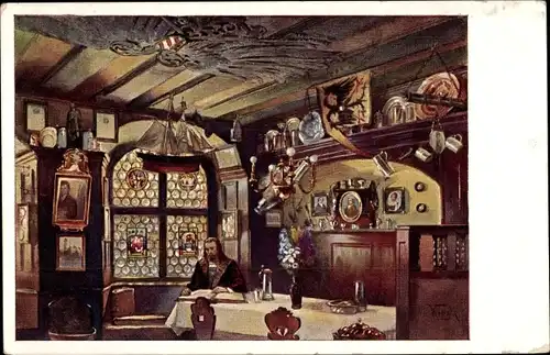 Künstler Ak Nürnberg in Mittelfranken Bayern, Goldenes Posthorn