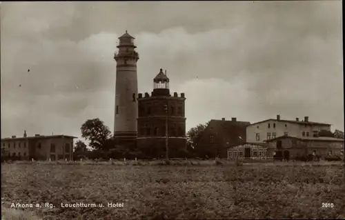 Ak Arkona Putgarten auf Rügen, Leuchtturm und Hotel