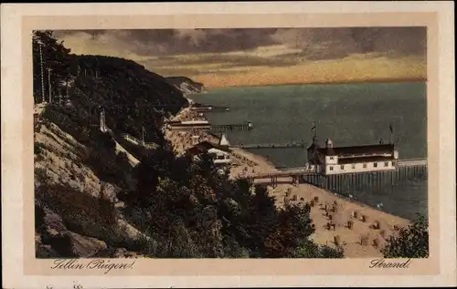 Ak Ostseebad Sellin auf Rügen, Strand, Seebrücke