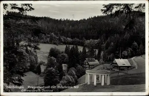 Ak Allerheiligen Oppenau im Schwarzwald, Kriegerdenkmal der Gefallenen des Schwarzwald-Vereins