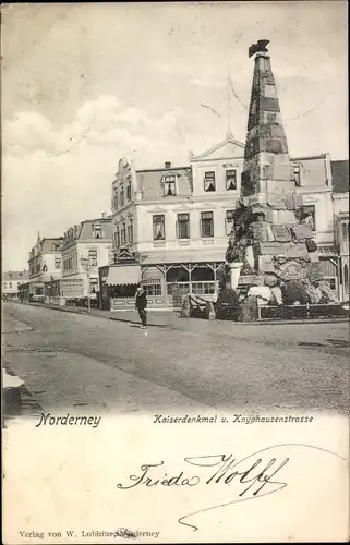 Ak Nordseebad Norderney Ostfriesland, Kaiserdenkmal, Knyphausenstraße