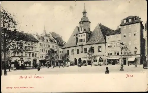 Ak Jena in Thüringen, Markt mit Rathaus