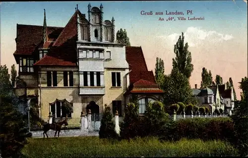 Ak Landau in der Pfalz, Partie am An 44, Blick auf Villa Ludowici