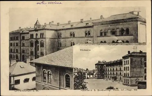 Ak Offenbach am Main Hessen, Kaserne, 5. Großherzogl. Hess. Inf. Regt. Nr. 168, Rückseite