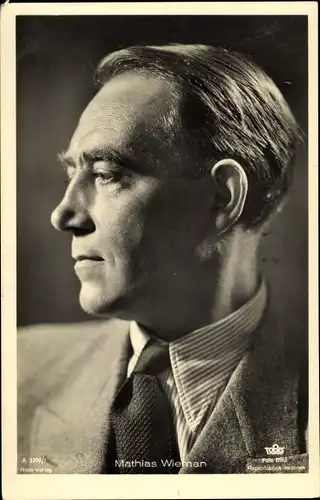 Ak Schauspieler Mathias Wieman, Portrait im Profil, Ross A 3308/1