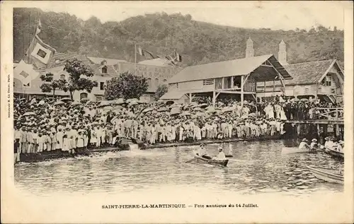 Ak Saint Pierre la Martinique, Fête mautique du 14 Juillet