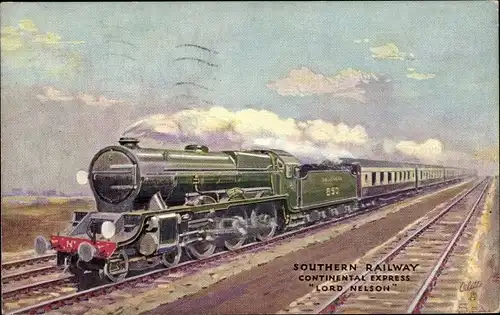 Künstler Ak Britische Eisenbahn, Southern Railway, Continental Express Lord Nelson