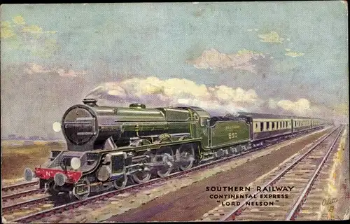 Künstler Ak Britische Eisenbahn, Southern Railway, Continental Express Lord Nelson