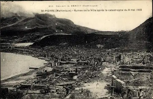 Ak Saint Pierre Martinique, Ruines de la Ville apres l'Eruption 1902, Vulkan