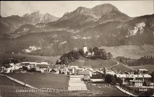 Ak Château d'Œx Oex Kanton Waadt, Panorama et la Gumfluh, Kirche