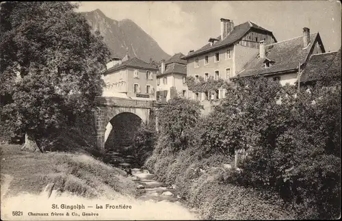 Ak Saint Gingolph Kanton Wallis Schweiz, La Frontiere