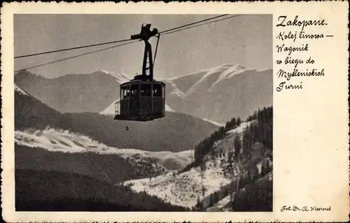 Ak Zakopane Polen, Kolej linowa, Wagonik w biegu do Myslenickich Turni