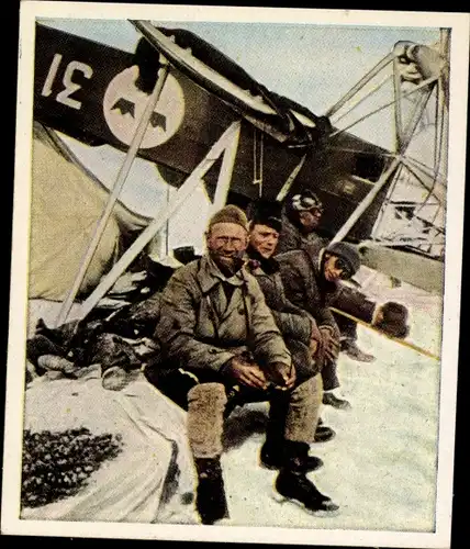 Sammelbild Die Nachkriegszeit Nr. 160 Febr. 1931 Lundborg abgestürzt, Nobile Mannschaften