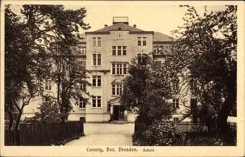 Ak Coswig in Sachsen, Schule