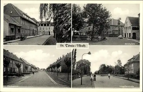 Ak Sankt Tönis Tönisvorst am Niederrhein, Kirchplatz, Hospitalstraße, Kirchenfeld, Marienheim