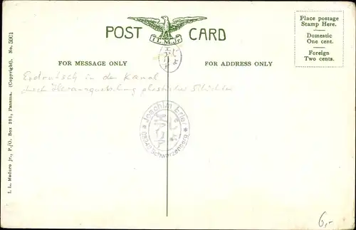 Ak Culebra Panama Canal, Showing slide across canal, El derrumbe atravesando el canal