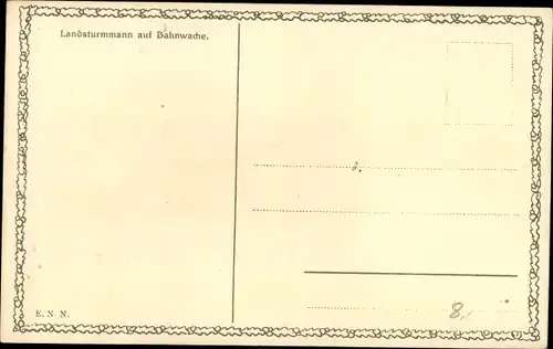 Künstler Ak Schmidt, Franz, Landsturmmann auf Bahnwache