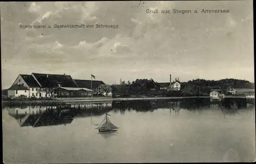 Ak Stegen Inning am Ammersee, Bierbrauerei und Gastwirtschaft