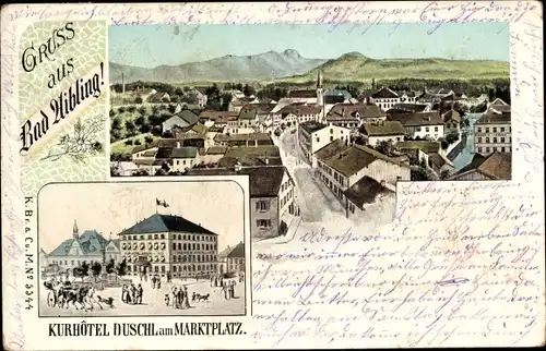Ak Bad Aibling Oberbayern, Kurhotel Duschl, Marktplatz, Panorama
