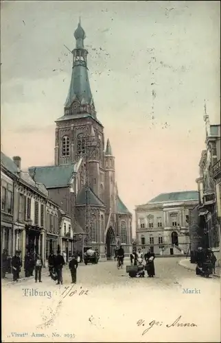 Ak Tilburg Nordbrabant Niederlande, Markt, Kerk