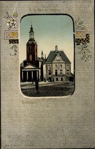 Passepartout Ak Rosendaal Nordbrabant Niederlande, R. K. Kerk, Stadhuis