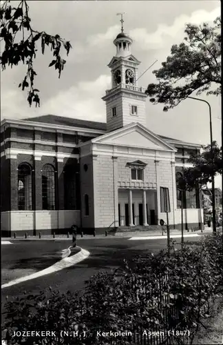 Ak Assen Drenthe Niederlande, Jozefkerk, N. H. Kerk, Kerkplein, 1847