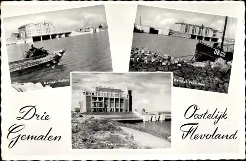 Ak Oostelijk Flevoland, Gemaal Colijn, Wortman, Lovink