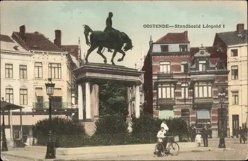 Ak Oostende Ostende Westflandern, Standbeeld Leopold I