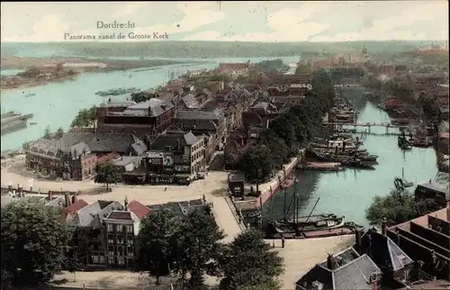 Ak Dordrecht Südholland Niederlande, Panorama vanaf de Groote Kerk