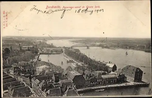 Ak Dordrecht Südholland Niederlande, Panorama vanaf de Groote Kerk