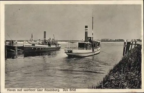 Ak Brielle Südholland, Haven met veerboot naar Rozenburg