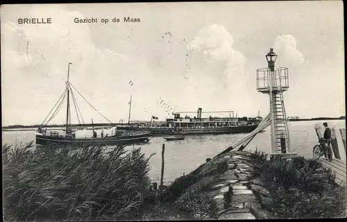 Ak Brielle Südholland, Gezicht op de Maas