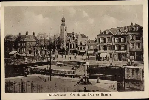 Ak Hellevoetsluis Südholland, Gezicht op Brug en Baantje