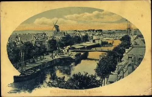 Ak Hellevoetsluis Südholland, Vogelvlucht, Molen