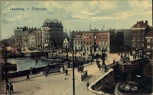 Ak Rotterdam Südholland Niederlande, Leuvebrug